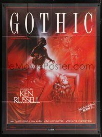 4y690 GOTHIC French 1p '87 Ken Russell, different art of demon & naked girl by Gilbert Raffin!