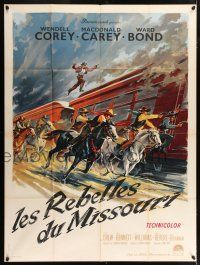 4y696 GREAT MISSOURI RAID French 1p R60s best different Soubie art of outlaws hijacking train!
