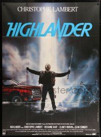 4y719 HIGHLANDER French 1p '86 different art of immortal Christopher Lambert by Rombi!