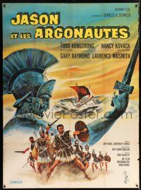 4y740 JASON & THE ARGONAUTS French 1p '63 Ray Harryhausen, different art of colossus by Rau!