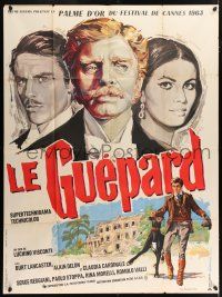 4y769 LEOPARD French 1p '63 Visconti's Il Gattopardo, Burt Lancaster, different art by Gonzalez!