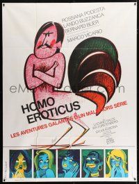 4y793 MAN OF THE YEAR French 1p '73 great wacky half man/half rooster art by Clement Hurel!