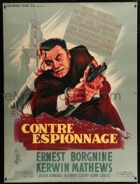 4y794 MAN ON A STRING French 1p '60 different Georges Kerfyser art of counterspy Ernest Borgnine!