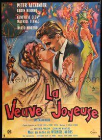 4y798 MERRY WIDOW French 1p '62 Die Lustige Witwe, great artwork of lovers & sexy girl by Okley!