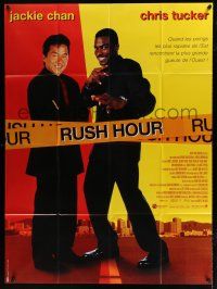 4y896 RUSH HOUR French 1p '98 cool image of unlikely duo Jackie Chan & Chris Tucker!