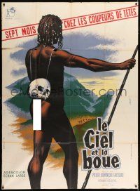 4y908 SKY ABOVE THE MUD BELOW French 1p '60 Mascii art of New Guinea jungle native with skull!