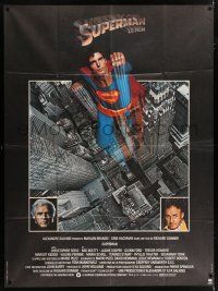 4y933 SUPERMAN French 1p '78 comic book hero Christopher Reeve, Gene Hackman, Marlon Brando