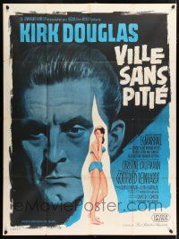 4y954 TOWN WITHOUT PITY French 1p '61 different image of Kirk Douglas & sexy Christine Kaufmann!