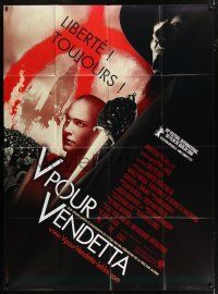 4y966 V FOR VENDETTA French 1p '05 Wachowski Bros, bald Natalie Portman, masked Hugo Weaving!