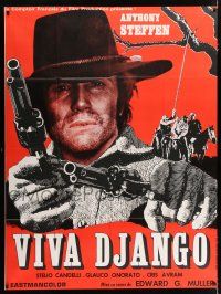 4y974 VIVA DJANGO French 1p '71 spaghetti western art of Anthony Steffen as Django!