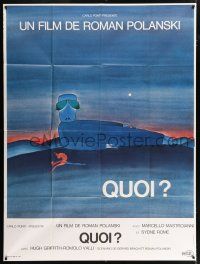 4y979 WHAT French 1p '72 Roman Polanski, great different art by Jean-Michel Folon!