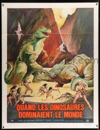 4y981 WHEN DINOSAURS RULED THE EARTH French 1p '71 Hammer, different art of cavemen & women!