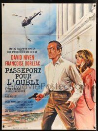 4y982 WHERE THE SPIES ARE French 1p '66 art of English secret agent David Niven by Charles Rau!