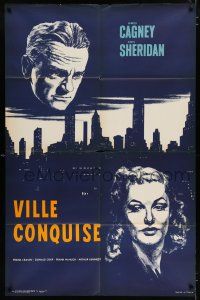 4y326 CITY FOR CONQUEST French 31x47 R64 cool different art of boxer James Cagney & Ann Sheridan!