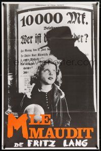4y339 M French 30x46 R80s Fritz Lang, Peter Lorre, creepy image of little girl talking to killer!