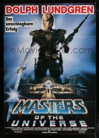 4y018 MASTERS OF THE UNIVERSE German 33x47 '87 cool artwork of Dolph Lundgren as He-Man!