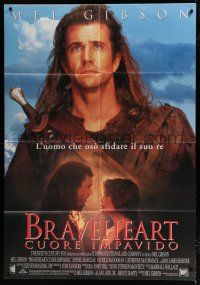 4y074 BRAVEHEART Italian 1p '95 great close up of Mel Gibson & with Sophie Marceau!