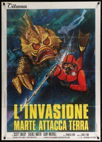 4y083 DESTINATION INNER SPACE Italian 1p '74 cool different monster artwork by Luca Crovato!