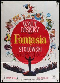 4y090 FANTASIA Italian 1p R70s great art of Mickey Mouse & others, Disney musical cartoon classic!