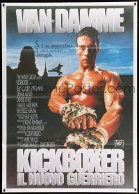 4y097 KICKBOXER Italian 1p '89 best image of Jean-Claude Van Damme with crushed glass fists!