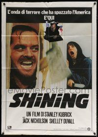 4y121 SHINING Italian 1p '80 Stephen King & Stanley Kubrick horror masterpiece, Jack Nicholson!
