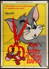 4y135 TOM & JERRY Italian 1p '63 MGM cartoon, great violent cat & mouse image!!