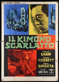 4y036 CRIMSON KIMONO Italian 2p '60 Sam Fuller, James Shigeta, Japanese-U.S. interracial romance!