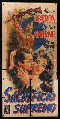 4y027 FIRST COMES COURAGE Italian 3sh '47 Merle Oberon, Brian Aherne, different Tarquini art!