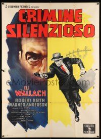 4y047 LINEUP Italian 2p '58 Don Siegel classic film noir, cool art of Eli Wallach running w/ gun!