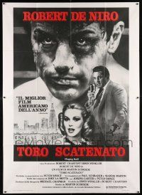 4y051 RAGING BULL Italian 2p '80 Robert De Niro, Joe Pesci, Martin Scorsese boxing classic!