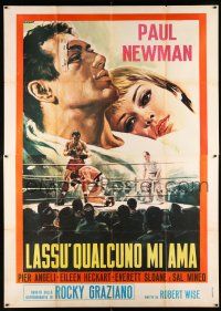 4y054 SOMEBODY UP THERE LIKES ME Italian 2p R60s great different Casaro boxing art of Paul Newman!