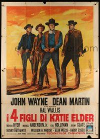 4y055 SONS OF KATIE ELDER Italian 2p '65 different art of John Wayne, Dean Martin & co-stars!