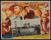 4y243 LUST FOR LIFE Mexican LC '56 different art & photo of Kirk Douglas as Vincent Van Gogh!