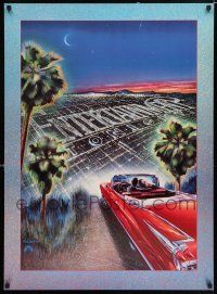 4z349 ENTERTAINMENT TONIGHT tv poster '88 Salvati art of car in Hollywood Hills!