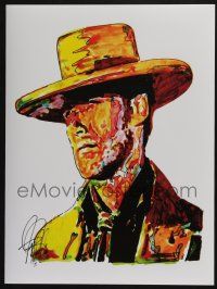 4z290 CLINT EASTWOOD signed 18x24 art print '13 by artist Greg Sellars, cool expressionist artwork!