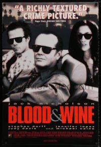 4z679 BLOOD & WINE 27x40 video poster '96 Jack Nicholson, Jennifer Lopez