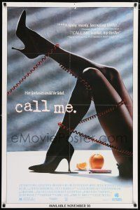 4z687 CALL ME 27x41 video poster '88 switchblade & orange with sexy legs wrapped in phone cord!
