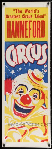 4z062 HANNEFORD CIRCUS 14x42 circus poster '60s greatest circus talent, art of laughing clown!
