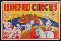 4z064 HANNEFORD CIRCUS horizontal 28x42 circus poster '60s big 3-ring, art of many acts!