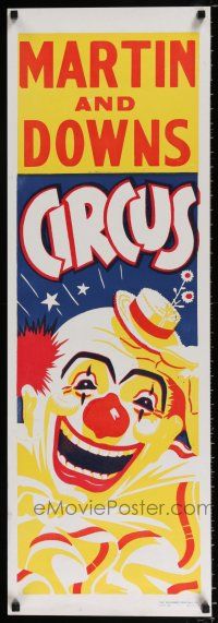 4z068 MARTIN & DOWNS CIRCUS 14x22 circus poster '70s under the big top, art of laughing clown!