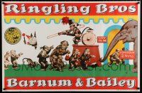 4z069 RINGLING BROS BARNUM & BAILEY 27x41 circus poster '60s cool art of monkeys going to circus!
