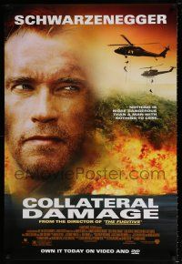 4z696 COLLATERAL DAMAGE 27x40 video poster '02 angry Arnold Schwarzenegger is out for revenge!