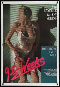 4z569 9 1/2 WEEKS 26x38 commercial poster '86 great image of very sexy half-dressed Kim Basinger!