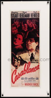 4z585 CASABLANCA 17x34 commercial poster '83 Humphrey Bogart, Ingrid Bergman, cool insert style!