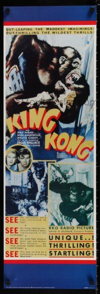4z608 KING KONG 12x36 commercial poster '87 cool artwork of giant ape, Fay Wray!