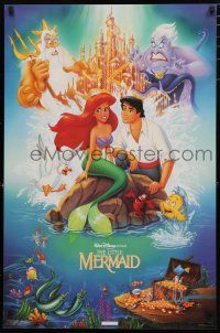 4z614 LITTLE MERMAID commercial poster '90s great artwork of Ariel & cast, Disney!