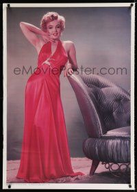 4z618 MARILYN MONROE 29x40 Danish commercial poster '80s full-length portrait in sexy red dress!