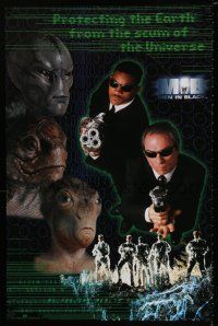 4z620 MEN IN BLACK 23x35 commercial poster '97 Will Smith & Tommy Lee Jones w/aliens & huge guns!