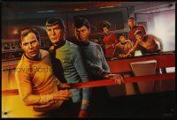 4z655 STAR TREK CREW TV commercial poster '91 art of classic sci-fi cast on bridge!
