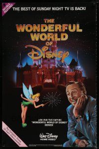 4z709 DISNEYLAND 26x40 video poster R86 Walt Disney and Tinkerbell, Sleeping Beauty's castle!